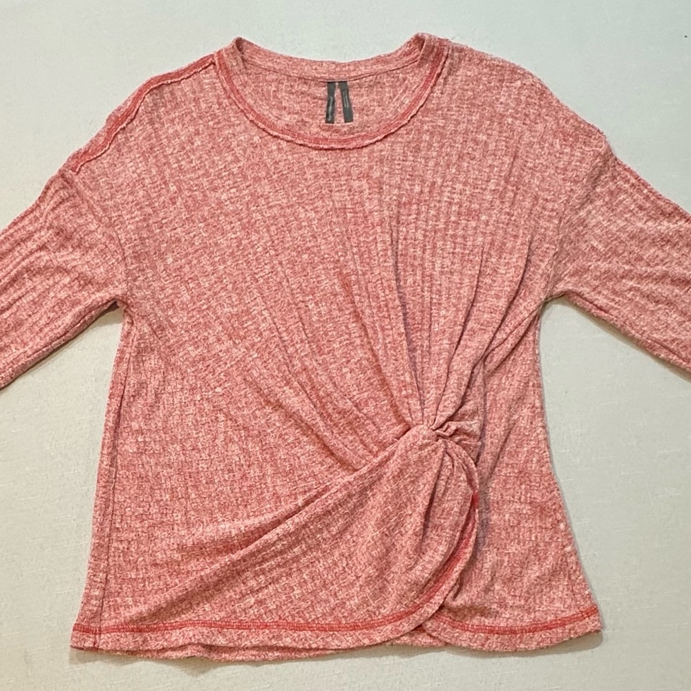 Anthropologie Pink Twist Front Knit Top Small
